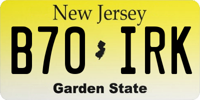 NJ license plate B70IRK