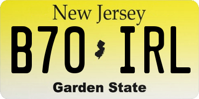 NJ license plate B70IRL