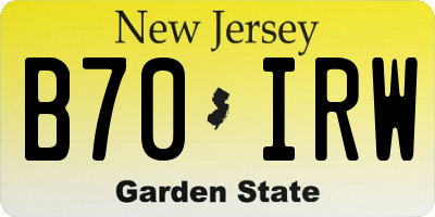 NJ license plate B70IRW