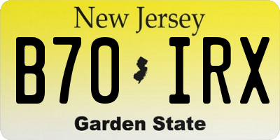 NJ license plate B70IRX