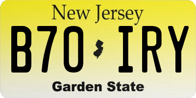 NJ license plate B70IRY