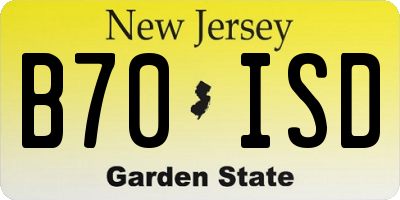 NJ license plate B70ISD