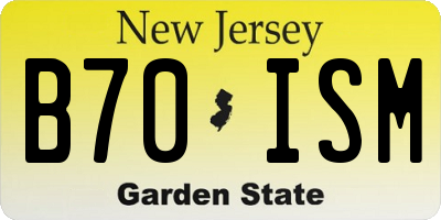 NJ license plate B70ISM
