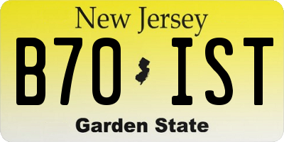 NJ license plate B70IST