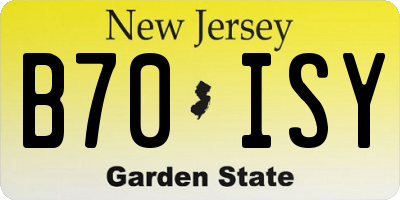 NJ license plate B70ISY