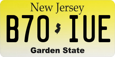NJ license plate B70IUE