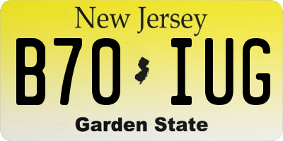 NJ license plate B70IUG