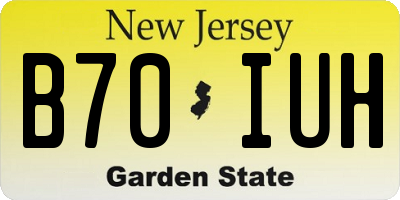 NJ license plate B70IUH