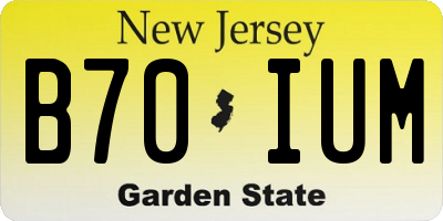 NJ license plate B70IUM