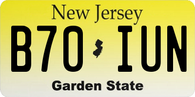 NJ license plate B70IUN