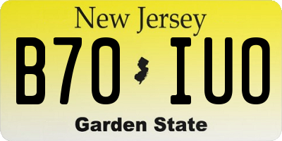 NJ license plate B70IUO
