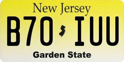 NJ license plate B70IUU