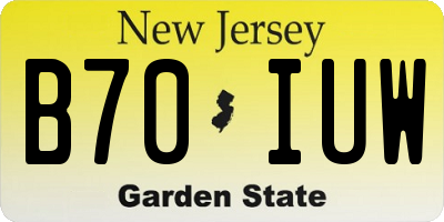 NJ license plate B70IUW