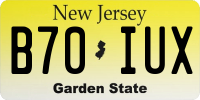 NJ license plate B70IUX