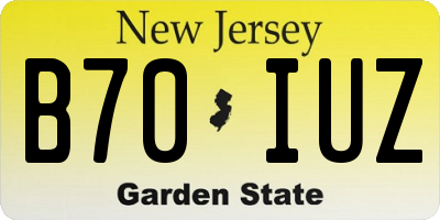NJ license plate B70IUZ