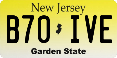 NJ license plate B70IVE