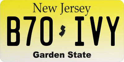 NJ license plate B70IVY