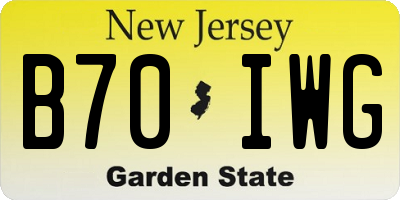 NJ license plate B70IWG