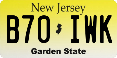 NJ license plate B70IWK