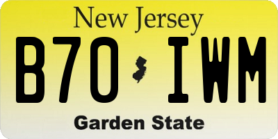 NJ license plate B70IWM