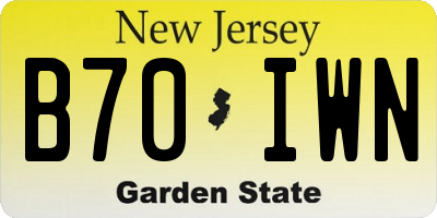 NJ license plate B70IWN
