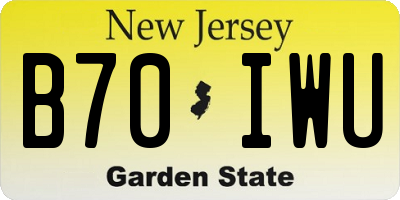 NJ license plate B70IWU