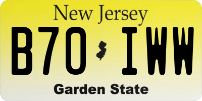 NJ license plate B70IWW