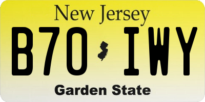 NJ license plate B70IWY