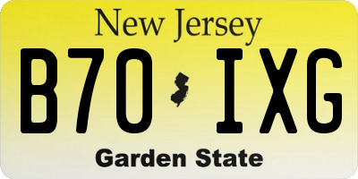 NJ license plate B70IXG