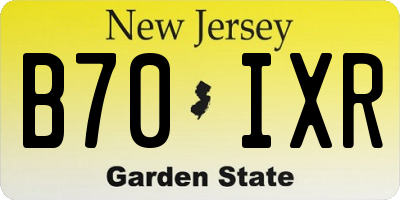 NJ license plate B70IXR