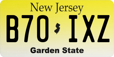 NJ license plate B70IXZ