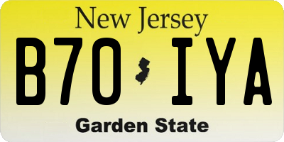 NJ license plate B70IYA