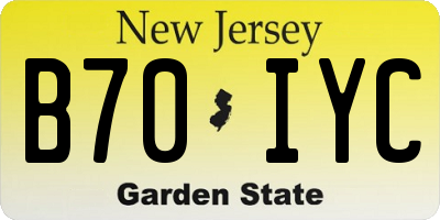 NJ license plate B70IYC