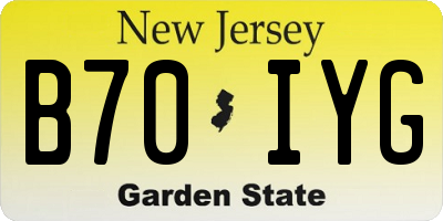 NJ license plate B70IYG