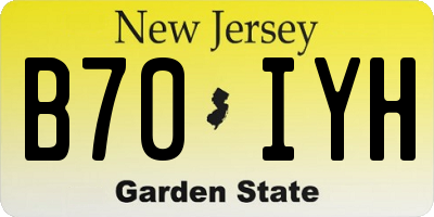 NJ license plate B70IYH