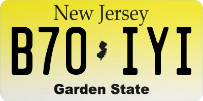 NJ license plate B70IYI