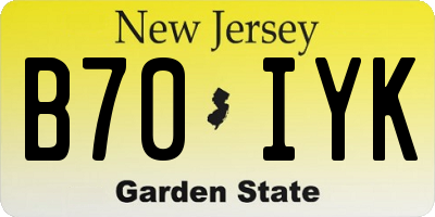 NJ license plate B70IYK