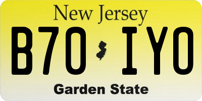 NJ license plate B70IYO