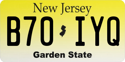 NJ license plate B70IYQ