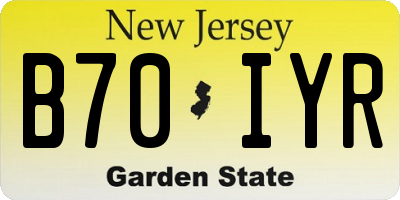 NJ license plate B70IYR