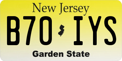 NJ license plate B70IYS