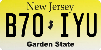 NJ license plate B70IYU