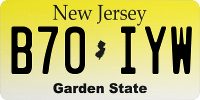 NJ license plate B70IYW
