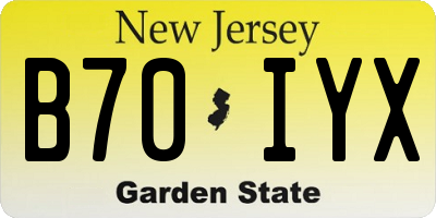 NJ license plate B70IYX