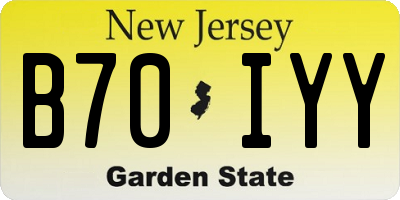 NJ license plate B70IYY