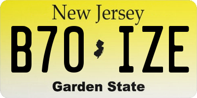 NJ license plate B70IZE