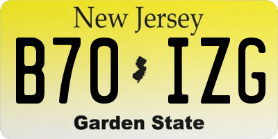 NJ license plate B70IZG