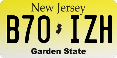 NJ license plate B70IZH
