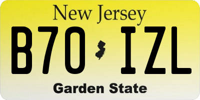 NJ license plate B70IZL
