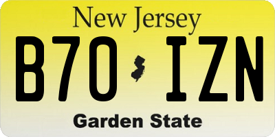 NJ license plate B70IZN